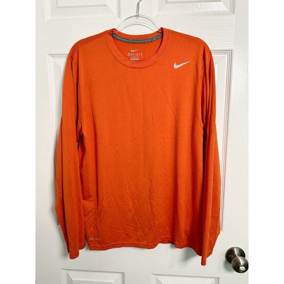 Nike Dri Fit Men’s Long Sleeve Shirt Orange Size Large Activewear Athleisure - Picture 1 of 8